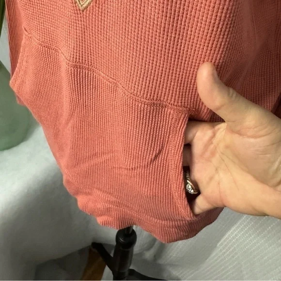 J Jill Size Small Tall Women’s Long Sleeve V Neck Embroidered Hoodie - Picture 5 of 13